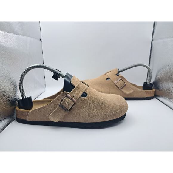 Size 5M | 7W - Birkenstock Boston Bone Soft Footbed Suede Leather - Picture 1 of 9